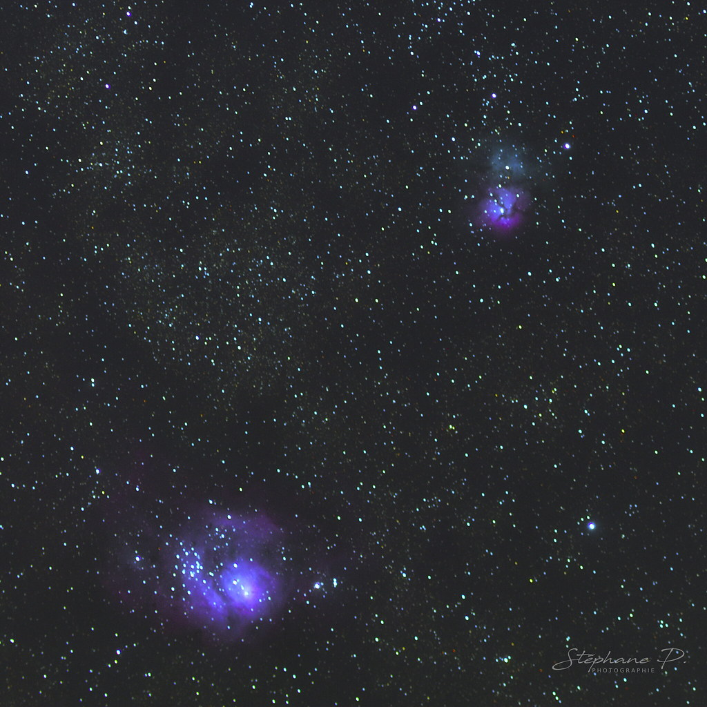 Lagoon & Trifid nebulae (astrophotography without equatorial mount!!!)